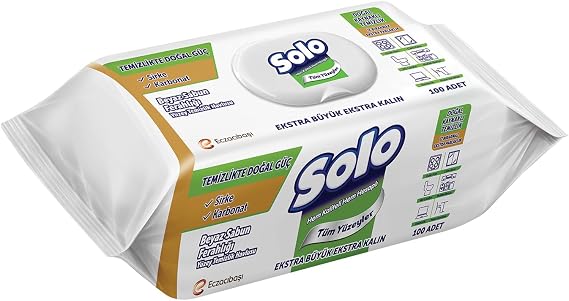 SOLO Yüzey Temizleme Mendili Doğal Güç Beyaz Sabun 100 Yaprak