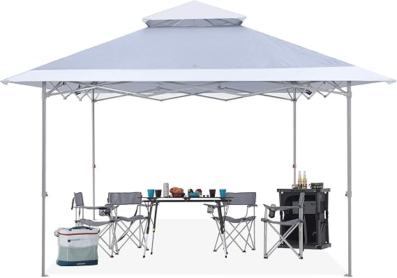ABCCANOPY 13x13 Pop Up Canopy with Double Ventilated Top, 4 Sandbags, 4 Ropes and 8 Stakes (Gray)