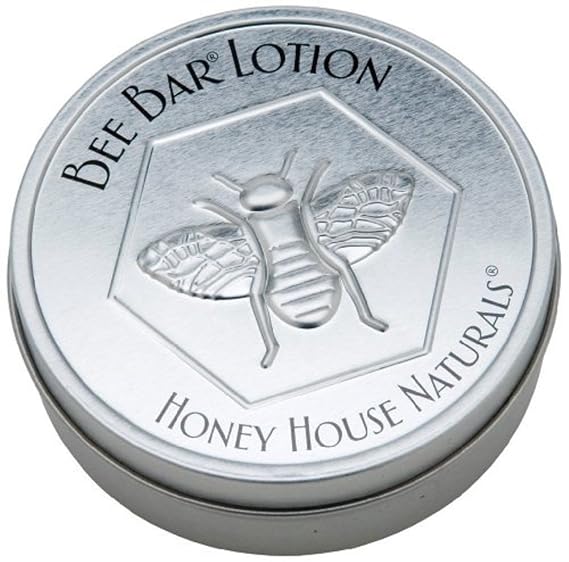 Honey House Solid Lotion Bee Bar (No Added Scent, 2 oz) New in Silver Embossed Tin Case