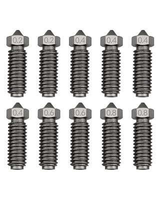10 Pcs Hardened Steel Nozzle Fit for Anycubic Kobra 3 3D Printer, M6 Thread, 0.2 mm 0.4 mm 0.6 mm 0.8 mm, Quick-Swap High Flow