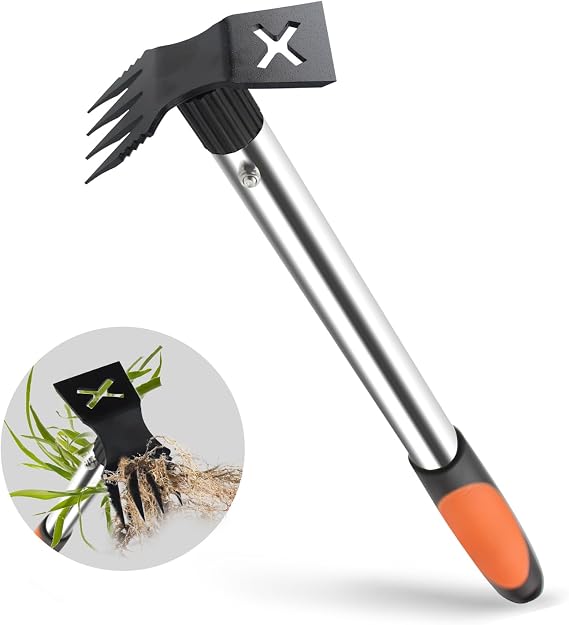 Weed Puller Tool with 17" Ergonomic Handle, Portable Gardening Weeding Tool