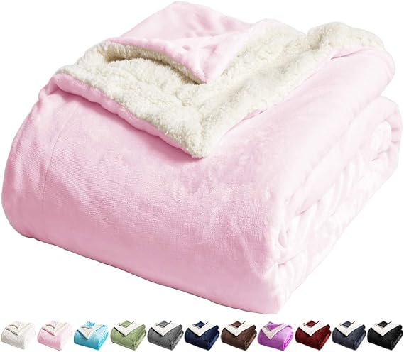 LBRO2M Sherpa Fleece Bed Blanket Super Soft Plush Warm Throw King 90"X104"