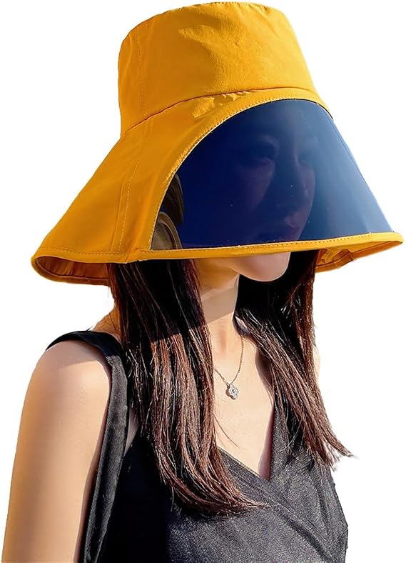 URAWOW Full Face Shield Bucket Hat Women Wide Brim Hats for Women UV Protection Sun Visor Beach Outdoor