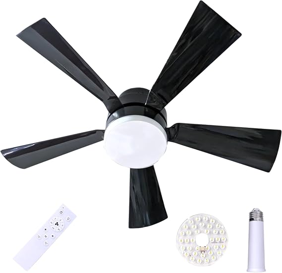 Socket Fan Light with Remote Timer Adjustable Speed, E26 Screw in LED Ceiling Fan with Spare Light Bulb for Bedroom Kitchen Garage Storage Laundry Room Closet, Dimmable 3-Color 3000K-6500K