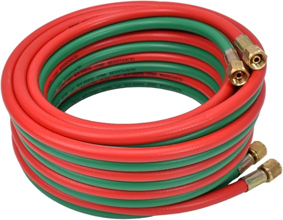 Oxygen Acetylene Hose,1/4 Inch 9/16"-18 B Fittings Oxy Acetylene Cutting Torch Hoses,Welding Cutting Torch Twin Hose,300PSI (100FT)