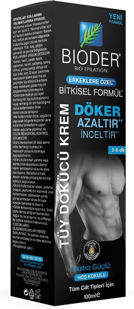 Bioder Erkeklere Özel Tüm Ciltler için Tüy Dökücü Krem 100 ml