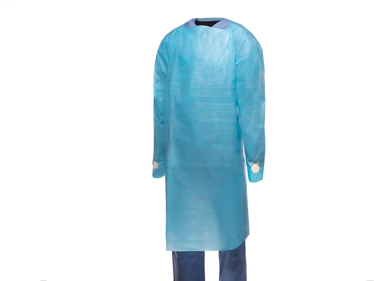 10-100 Pcs Fluid-Impervious Nonwoven SMS Over-the-Head Unisize Blue Disposable Gown With Thumb Hooks Waterproof No Pocket 10