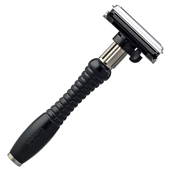Feather Adjustable Double-Edge Safety Stainless Steel Razor - Men's Shaving Tool with 2 Shave Settings and Butterfly Opening - Double Edge Blades for Barbers & Beard Grooming - Made in Japan