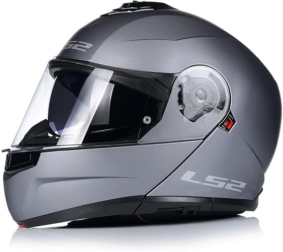LS2 FF908 STROBE-II MOTORBIKE FLIP-UP MODULAR HELMET Dual Visor City Touring Biker Motorcycle Scooter Helmet - ECE 22.06 & P/J Rated, Matt Titanium