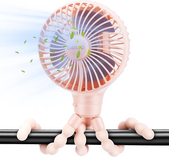 Haomaomao Automatic Oscillating Stroller Fan, With Detachable Tripod and 180 Rotate Portable Personal Small Mini Rechargeable USB Car Seat Clip on Fan for Crib Office Treadmill Bike Travel