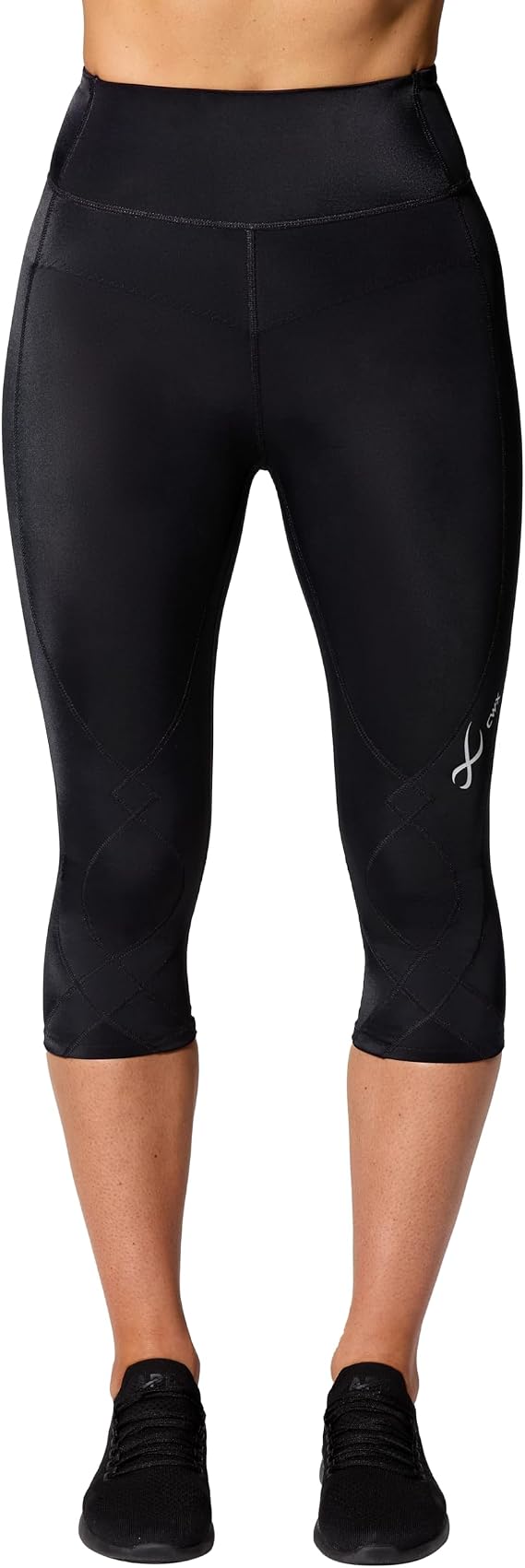 CW-X Women's Stabilyx 3.0 3/4 Compression Tights, 131806 | High-waisted capri leggings with Exclusive EXO-WEB support for knees, hips and lower back stability