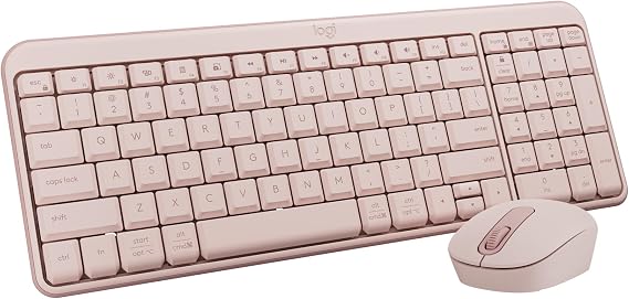 Logitech MK250 Compact Wireless Bluetooth Keyboard and Mouse Combo - Rose | Bluetooth connection only, compact keyboard with number pad, small ambidextrous M196 mouse with 3 non-customizable buttons