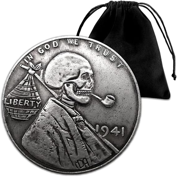 1941 Pipe Smoker Vagrant Hobo Coin Pendant Pouch - U.S Jewelry Dollar Liberty Eagle Lucky Morgan Pendant Arts Challenge Coin Pendant Bag