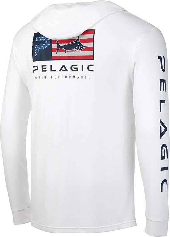 PELAGIC Aquatek Icon Hoodie Fishing Shirt | Size S | White