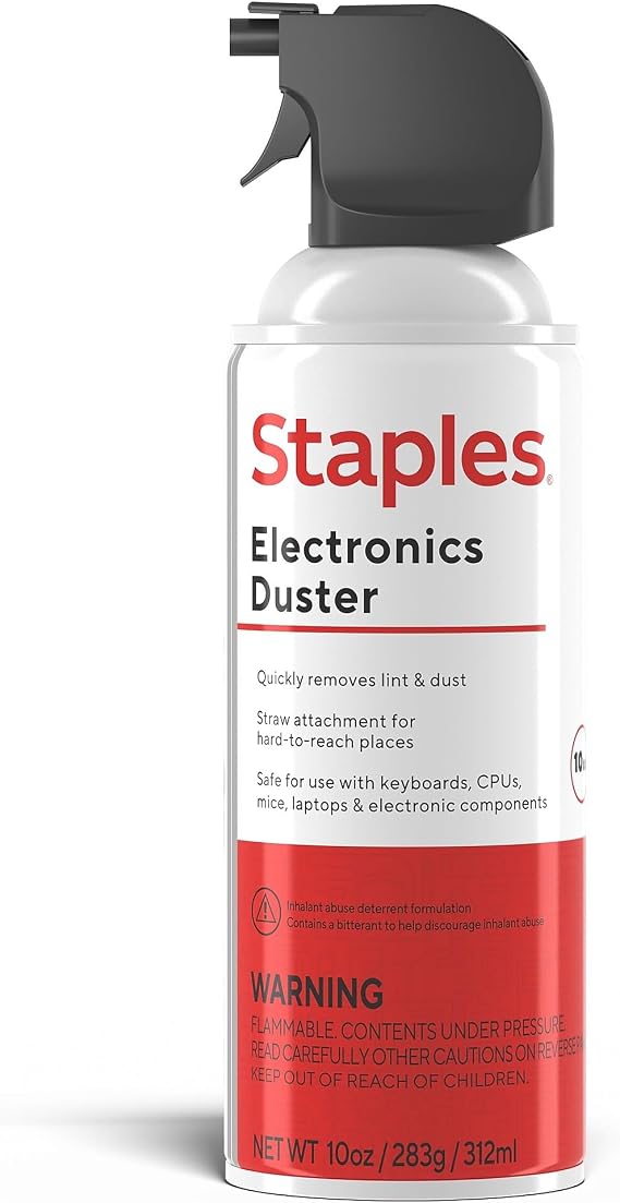 Staples Compressed Air Duster, 10 oz Can, Electronics & Keyboards, Office