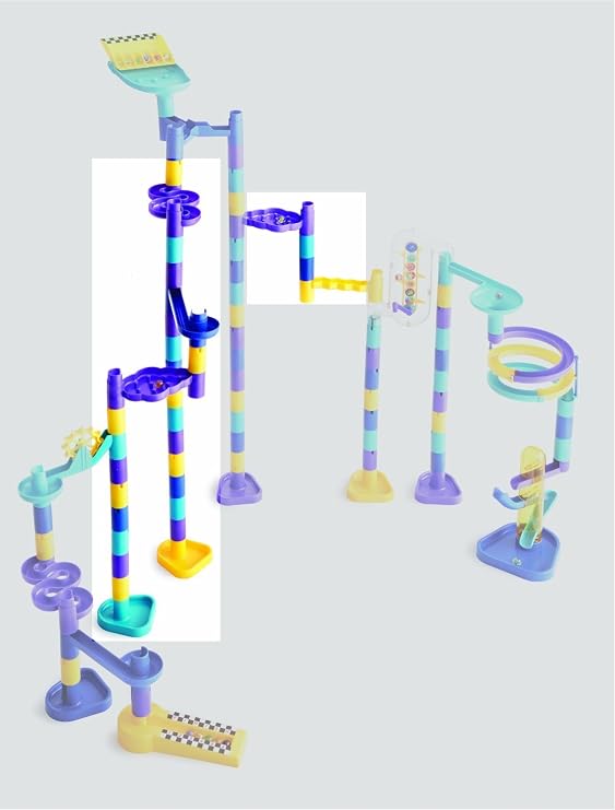 Discovery Toys MARBLEWORKS Add-On Set | Additional Pieces Compatible with Our Starter, Deluxe, Ultra Deluxe Sets (Not Included) |  with 30 Colorful Posts, 2 Bases, 3 Ramps, 6 Marbles