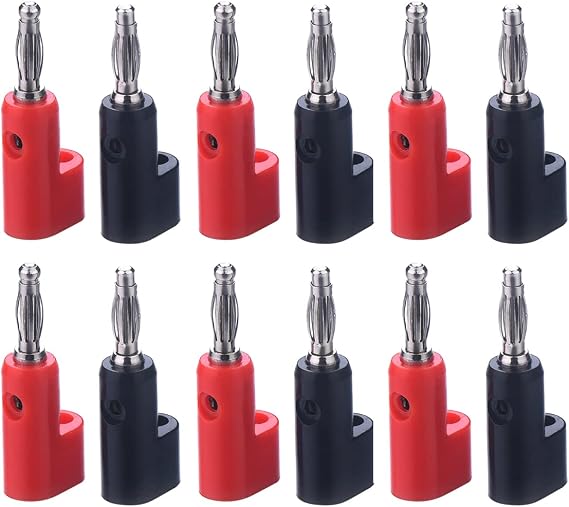 Atoplee Stackable Plugs 6 Pairs Black and Red Stackable Solderless Banana Plug Connectors