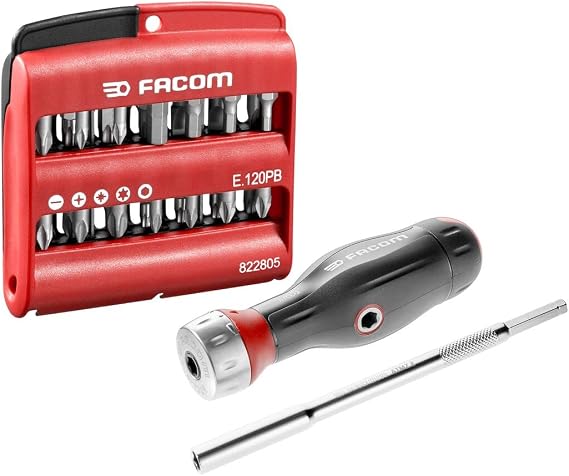 FACOM ATCL.2A2PB Protwist 3-in-1 Screwdriver Set and Mixed Set of 28 Bits – Ergonomic Dual-Material Handle – High Quality 45 Teeth Ratchet