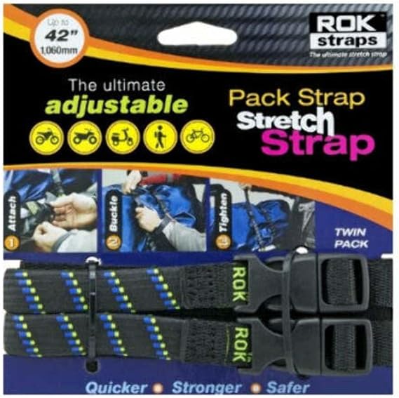 ROK Straps 12'-42' Adjustable Pack Strap -2Pk MotoPLaid Black-Blue-Green