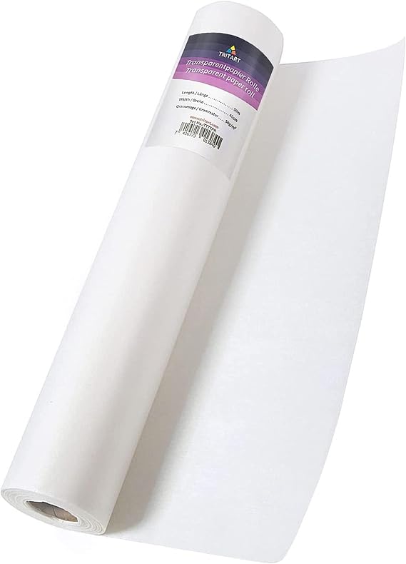 White Tracing Paper Roll 16 inch x 164 feet - 50 g/m2 Sewing Pattern Paper for Ink, Pencil & Markers - Trace Paper for Sewing&Dressmaking - Sketch & Drafting Paper roll - Sewing Tracing Paper