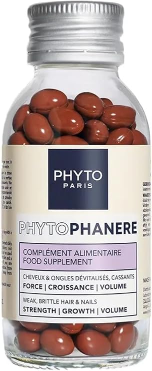 PHYTO 120 Capsules Phytophanere Natural Hair Loss, Nail & Skin Supplement for Men & Women, Biotin & Vitamin B6 Enriched, Antioxidant-Rich Carrot & Vitamin E, Energy & Tissue Formation, 2-Month Supply