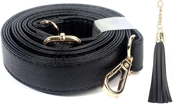 Crossbody Bag Strap Full Grain - Microfiber Leather - Replacement for Handbag/Purse, Adjustable 150 cm Long Black