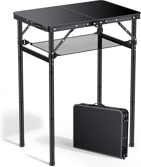 Anbte 2ft Folding Camping Table, 3 Adjustable Height Max 29.5", 23" x 16"