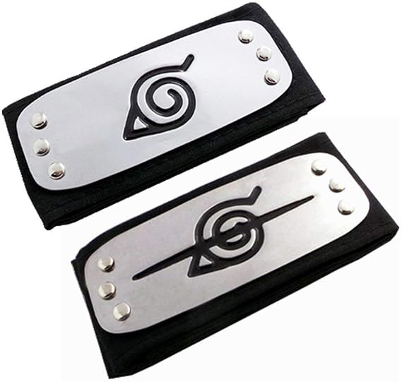 2PCS Naruto Leaf Village and Anti Leaf Village Headband Ninja Cosplay Accessories