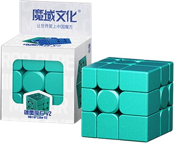 Moyu V2 Standard 3x3 Mirror Cube Stickerless Aurora Green Magic Puzzle Toy | Two-Piece Embedded Block Structure High Fault-Tolerant Rounded Corner Design Exquisite Eye-Catching Appearance