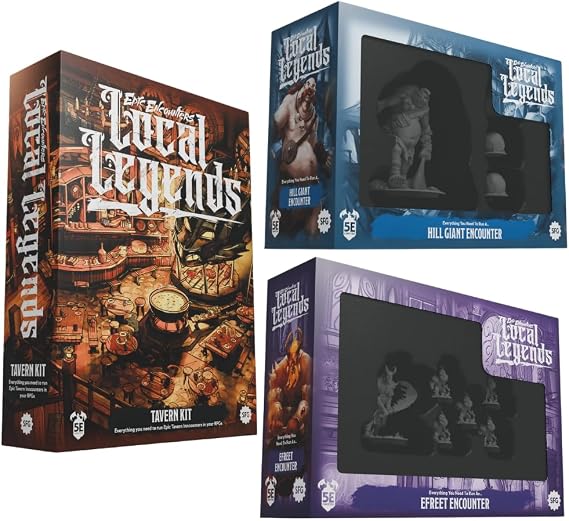 Steamforged Games, Epic Encounters: Local Legends the Board Game Bundle - Local Legends Tavern Kit, Hill Giant, and Efreet (3 Items)