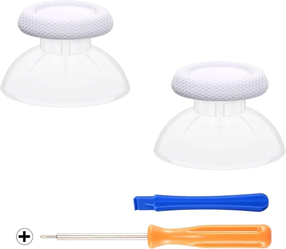 eXtremeRate White & Clear Dual-Color Replacement Thumbsticks for PS5 Controller, Custom Analog Stick Joystick Compatible with PS5, for PS4 All Model Controller - Controller NOT Included