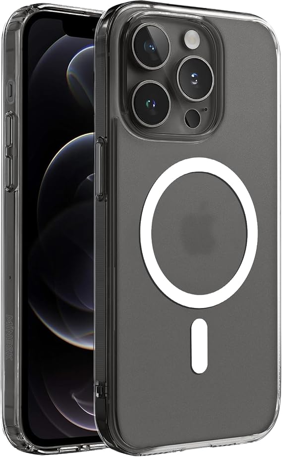 Minesk iphone 12-12 Pro ile Uyumlu SuperMatt Serisi Arkası Parmak izi Tutmayan Sert Mat Polikarbonat Kenarları Tpu Silikon Metal Tuşlu Premium Şeffaf Kılıf Kapak (Manyetik, 12-12 Pro)