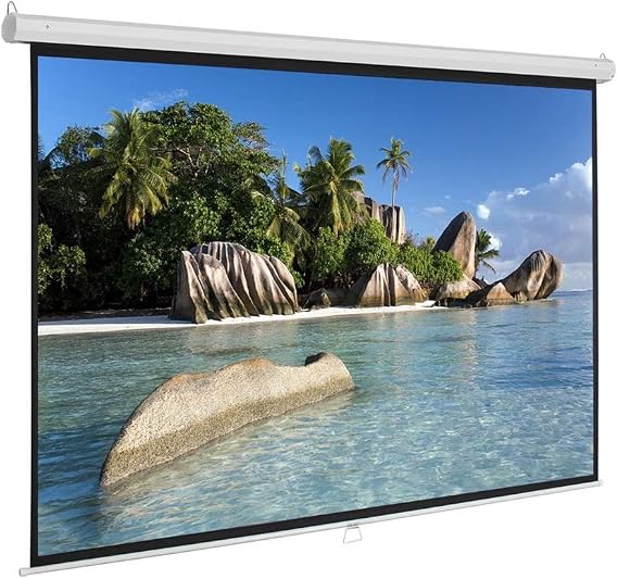 Projector Screen Manual Pull Down Projector Screen 60 72 84 100 Inch 4:3 HD Widescreen Retractable Auto-Locking Portable Projection Screen (Size : 60 inch)