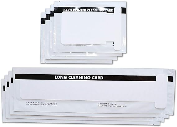 Cleaning Kits for Series 1 and 3 ID Card Printer， Pack of 4 Short T Cards and 4 Long T Cards CK-105999-301