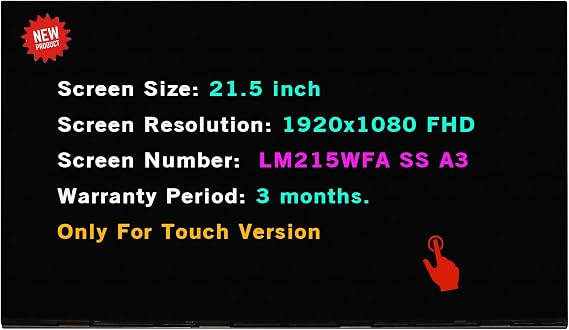 LM215WFA(SS)(A3) Screen Replacement LM215WFA-SSA3 for HP 22-D 22-df0023w LCD Screen Display Repair LM215WFA SS A3 19201080 (FHD) (Touch Version)