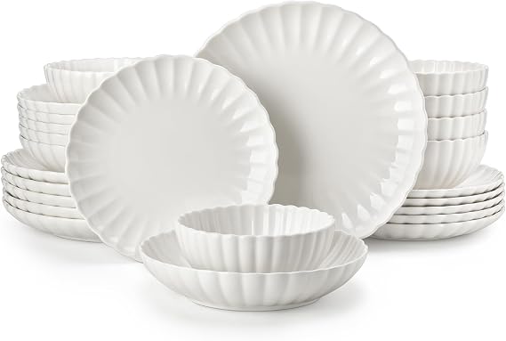vancasso Porcelain Dinnerware Sets for 6, 24 Pieces Plates and Bowls Sets