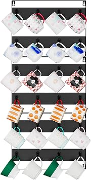 IBUYKE Mug Racks for Wall,Set of 3, 24-Hook Large Coffee Mug Holder Wall Mounted, Rustic Wood Coffee Mug Rack Display Organizer for Kitchen, Home,Bar,Black TBJ005B-3