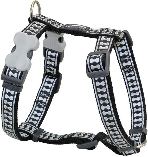 Red Dingo Reflective Harness Black 15mm (12-19" Neck, 14-21" Body)