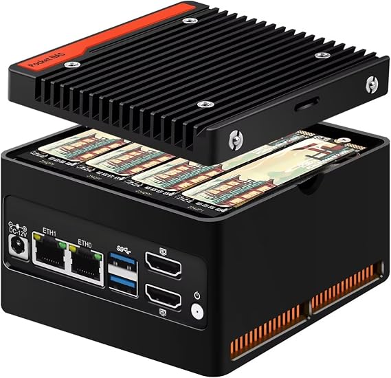 4 Bay NAS Mini PC N150, 4 NVMe Micro NAS Server Desktop Computer, Dual 2.5GbE i226V Small Network Attached Storage with USB3.2, Support WiFi7, Barebone (NO RAM/SSD/OS)