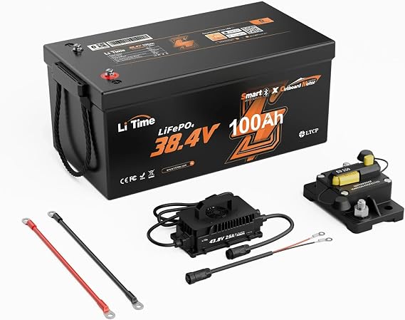 Litime 36V 100Ah Marine Power Lithium Battery Kit with Charger and Breaker