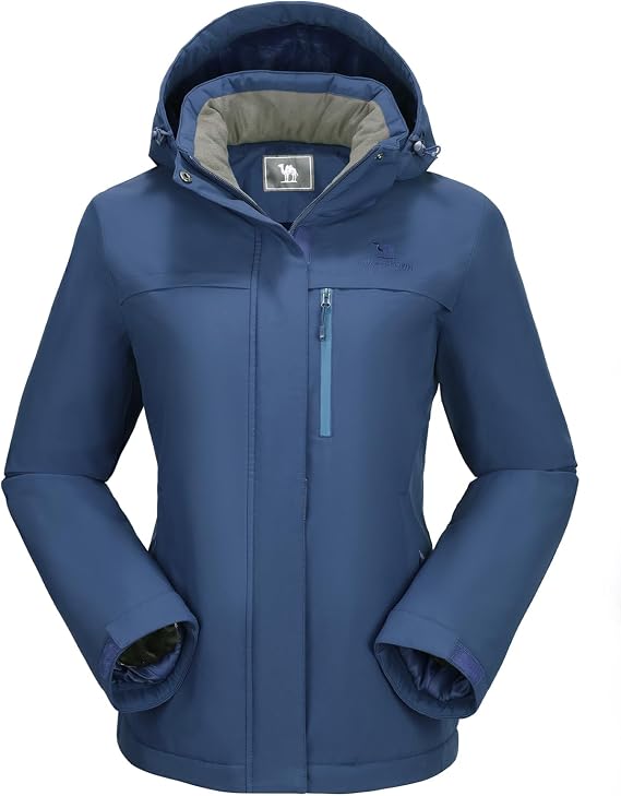 CAMEL CROWN Women's Ski Jacket Waterproof Winter Mountain Coat Warm Fleece Windbreaker Hooded Raincoat Snowboarding Jackets