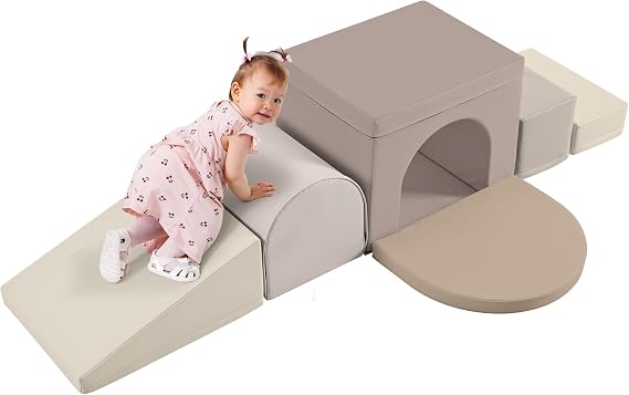 Merax Indoor Soft Foam Tunnel Climber, Toddler Climbing Toys with Tunnel