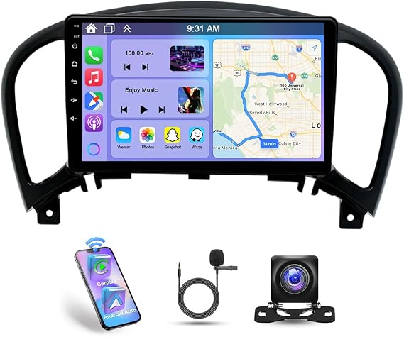 Android 14 Car Stereo for Nissan Juke 2010-2014 w/Carplay Android Auto, 9 Inch HD Touch Screen Double Din Car Radio Receiver Support GPS Bluetooth Wifi FM RDS Radio EQ SWC Backup Camera, 2+32G