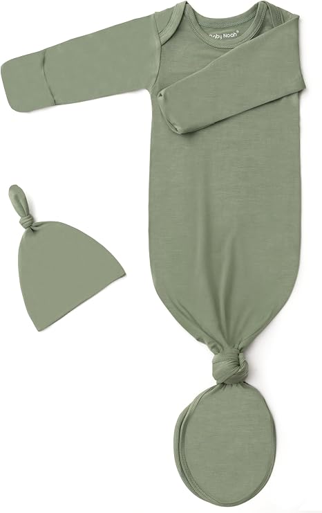 Baby Noah Newborn Knotted Gown for Boy Girls, Newborn Coming Home From Hospital Outfit, Baby Tie Gown Nightgown