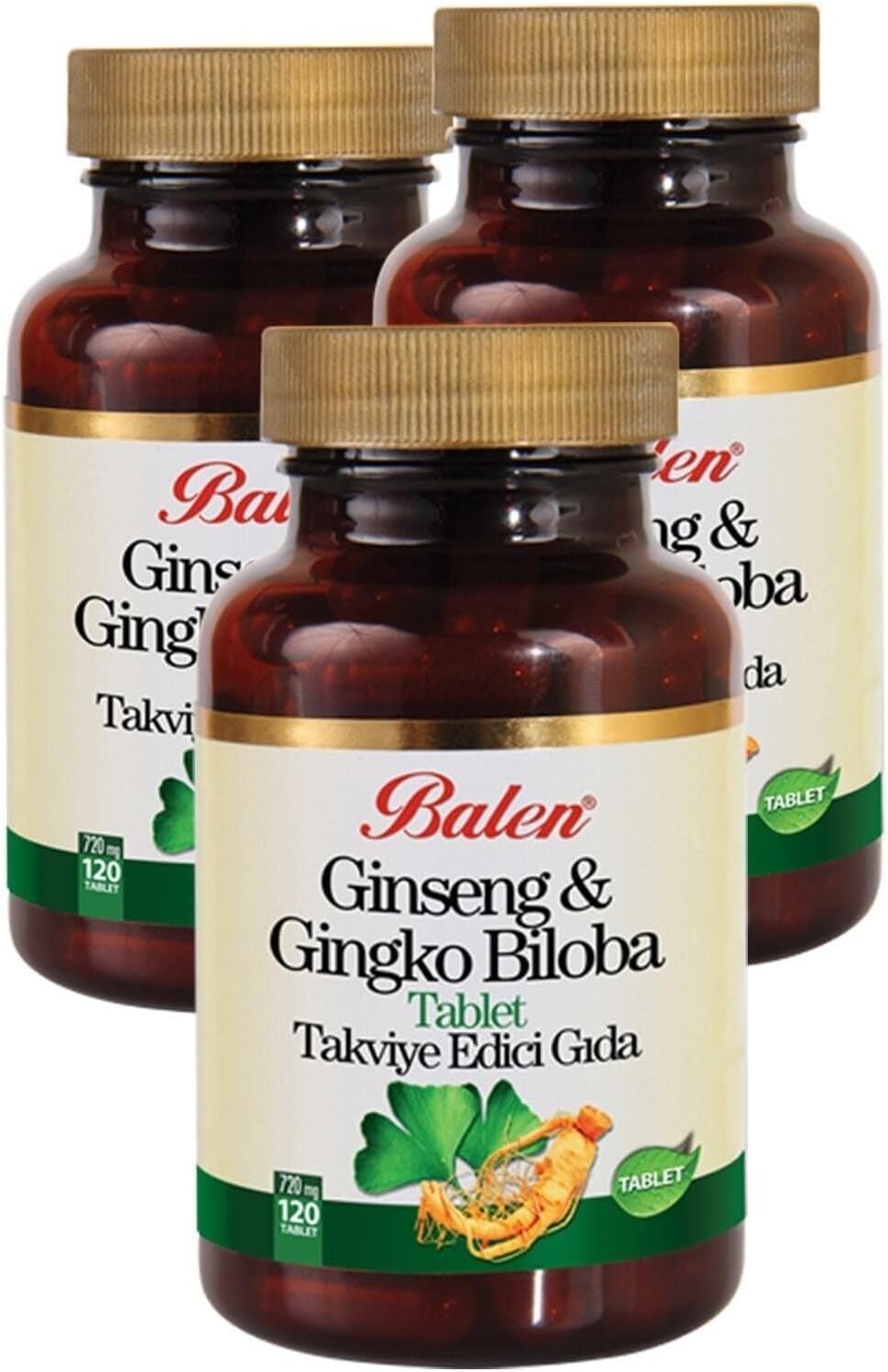 Balen Ginseng Gingko Biloba Supplement Food 3 X 720 Mg X 120 Tablets Ginkgo Ginko 3 Boxes