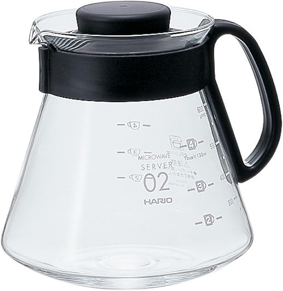Hario V60 Glass Range Coffee Server, 600ml, Black
