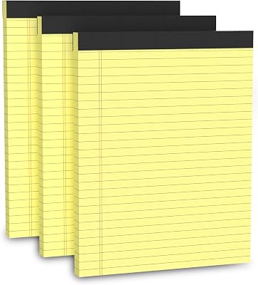 Legal Pads 8.5 x 11, 3 Pack Yellow Note Pads 8.5 x 11 Writing Pads Perforated Paper Tablets 8-12 x 11 Wide Ruled Legal Notepads Lined Pads of Paper Notepads Yellow Notebook 30 Sheets Per Notepad