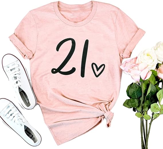 HEYO Women's 21st Birthday T-Shirt - Twenty First Birthday Party Shirt