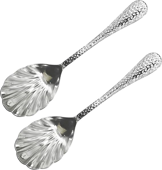 2Pcs 8.85inch Shell Shape Serving Spoon 18/10(304) Stainless Steel