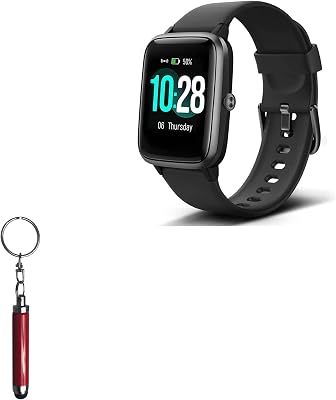 BoxWave Stylus Pen Compatible with Lintelek Smart Watch 1.3 in - Bullet Capacitive Stylus, Mini Stylus Pen with Keyring Loop - Ruby